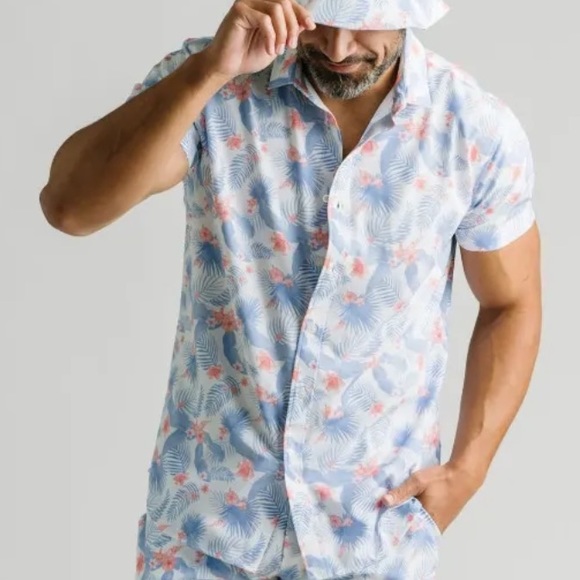 Men's ZYIA Hibiscus Prospect Buttondown Shirt-XL - Picture 7 of 11